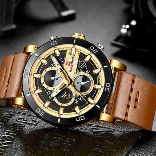 NAVIFORCE New Leather Chronograph Waterproof Watch - Image 4
