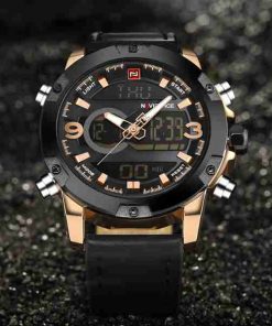 NAVIFORCE Dual Time Black Dial Stylish Sports Wrist Watch - Image 4