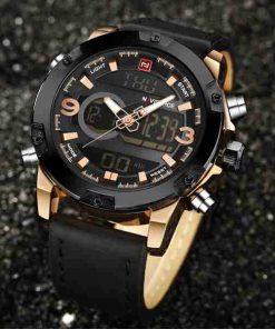 NAVIFORCE Dual Time Black Dial Stylish Sports Wrist Watch - Image 6