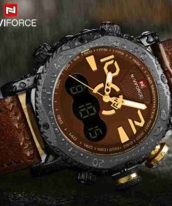NAVYFORCE Dual Time Leather Chocolate Color Wrist Watch - Image 4