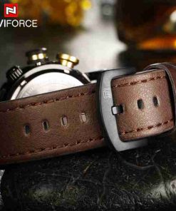 NAVYFORCE Dual Time Leather Chocolate Color Wrist Watch - Image 5