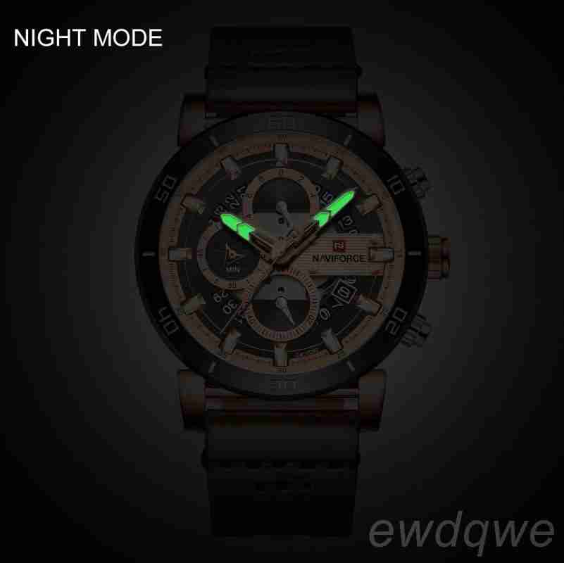 Naviforce New Leather Chronograph Waterproof Watch - Watchcentre.pk