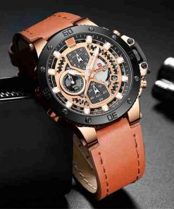 NAVIFORCE Stylish Golden Dial Chronograph Wrist Watch - Image 2