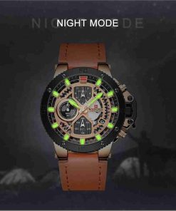NAVIFORCE Stylish Golden Dial Chronograph Wrist Watch - Image 6