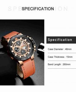 NAVIFORCE Stylish Golden Dial Chronograph Wrist Watch - Image 5