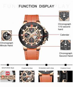 NAVIFORCE Stylish Golden Dial Chronograph Wrist Watch - Image 3