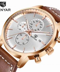 Benyar BY-5146M Silver Chronograph Dial Men’s Wrist Watch - Image 2
