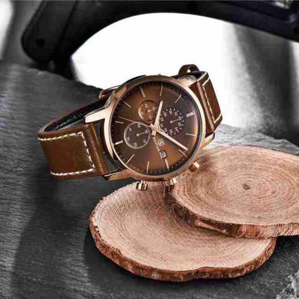 Benyar BY-5146M Stylish Men's Watch In Brown Leather Strap - Image 2