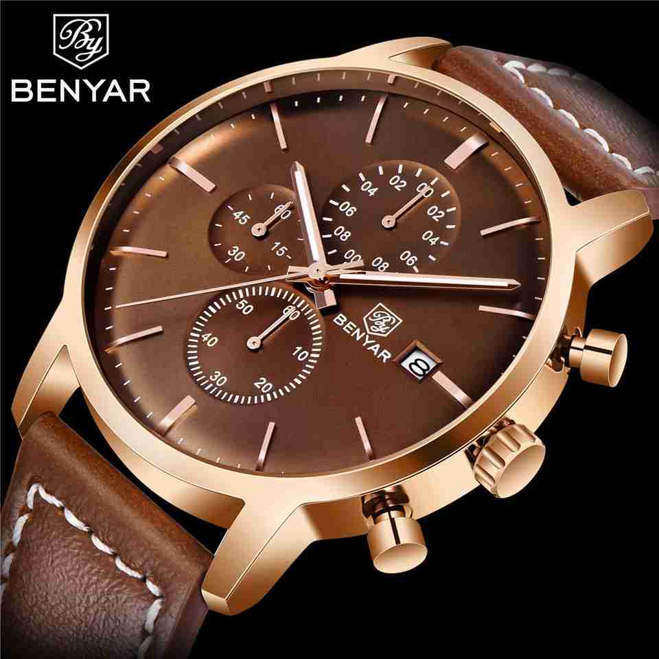 Benyar BY-5146M stylish men's watch in brown color