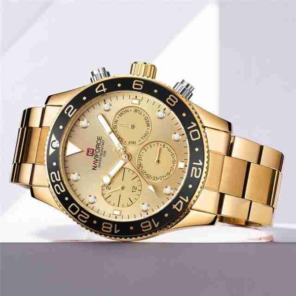 NAVIFORCE Golden Chronogrph Luxury Wrist Watch - Image 2