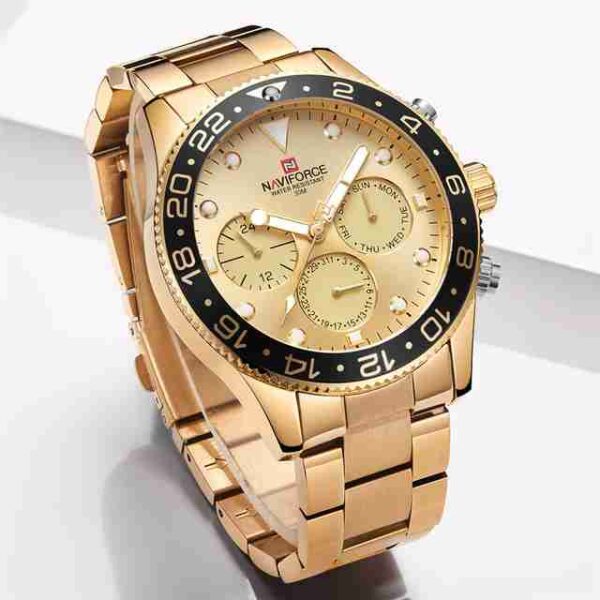 NAVIFORCE Golden Chronogrph Luxury Wrist Watch - Image 3