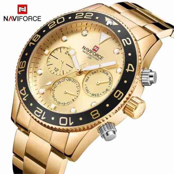 NAVIFORCE Golden Chronogrph Luxury Wrist Watch - Image 4