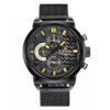 NaviForce-NF9068 black mesh chain yellow black multi hand dial men's sports wrist watch