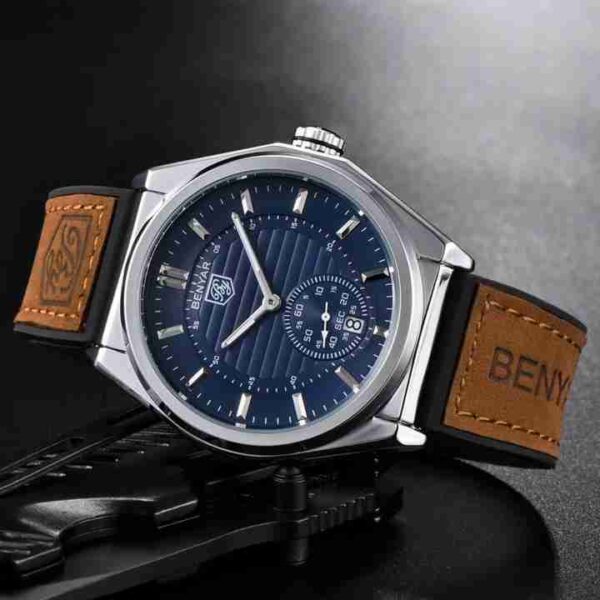 Benyar Stylish Blue Dial Silicon Belt Chronograph Wrist Watch - Image 2