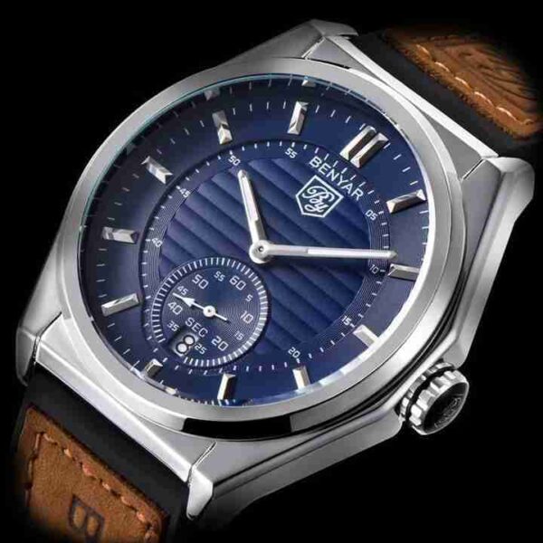 Benyar Stylish Blue Dial Silicon Belt Chronograph Wrist Watch - Image 3