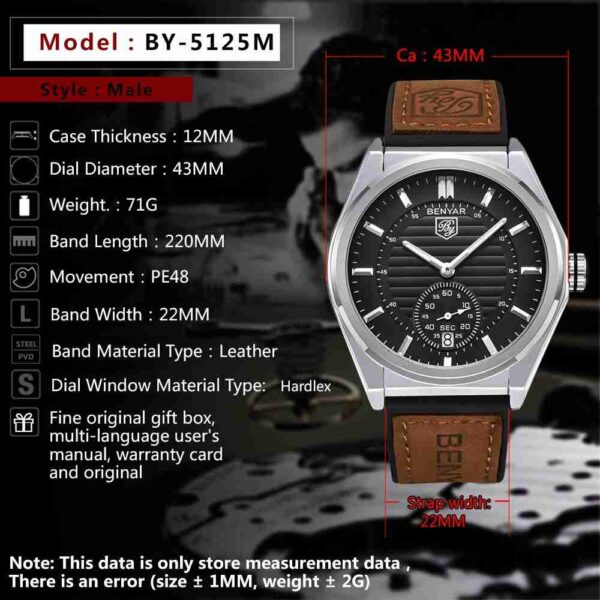 Benyar Stylish Blue Dial Silicon Belt Chronograph Wrist Watch - Image 6