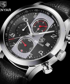 Benyar BY-5133M Black Leather Strap Men’s Casual Wrist Watch - Image 3