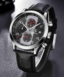 Benyar BY-5133M Black Leather Strap Men’s Casual Wrist Watch - Image 4