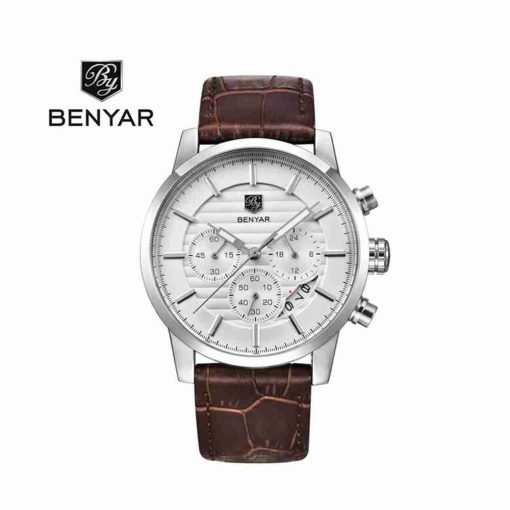 benyar-by5104-brown-leather-chrono-silver