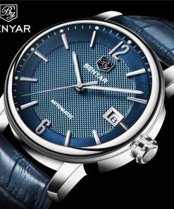 Benyar Bluish Leather Automatic Executive Wrist Watch - Image 2