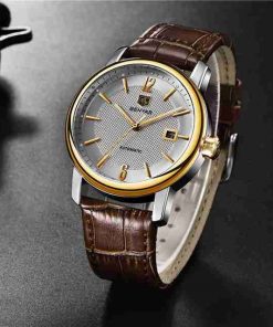 Benyar Automatic Brown Leather Executive Wrist Watch - Image 3