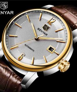 Benyar Automatic Brown Leather Executive Wrist Watch - Image 2