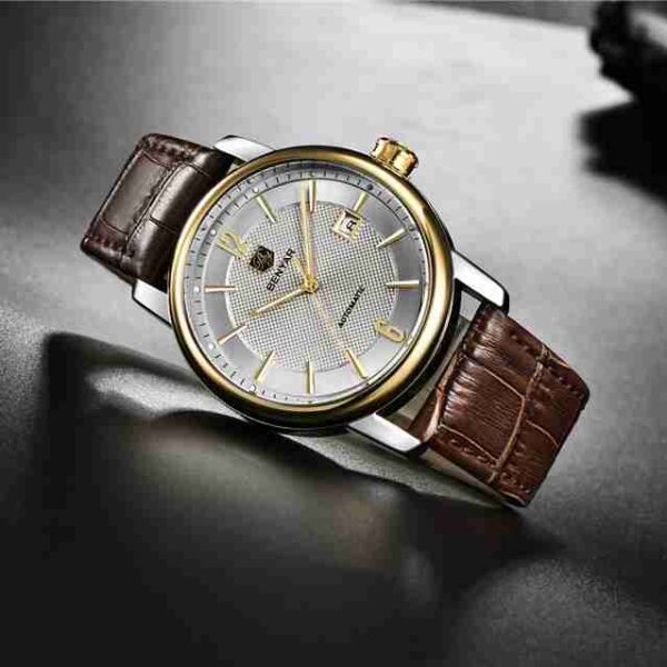 Benyar Automatic Brown Leather Executive Wrist Watch - Image 4