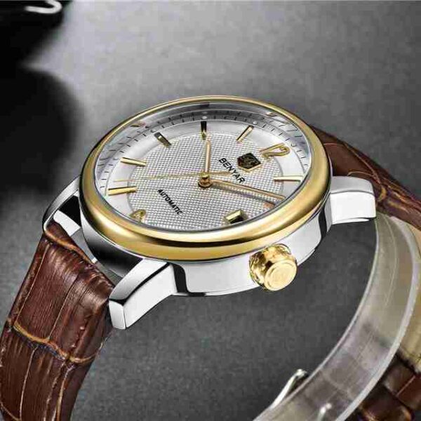 Benyar Automatic Brown Leather Executive Wrist Watch - Image 5