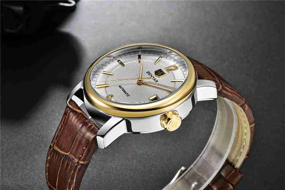 Benyar Automatic Brown Leather Executive Wrist Watch - WatchCentre.PK