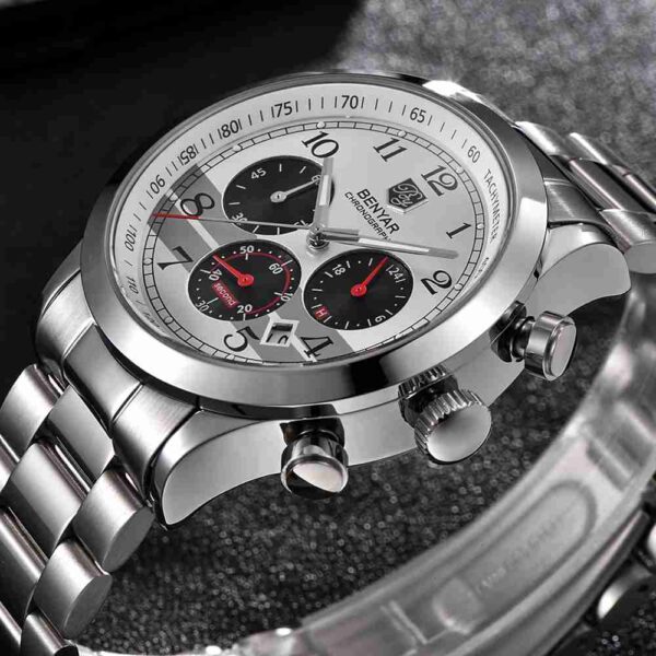 Benyar BY-5133M White Chronograph Dial Men’s Dress Watch - Image 2
