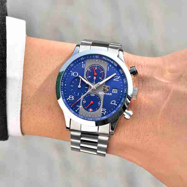 Benyar BY-5133M blue chronograph dial men's wear watch