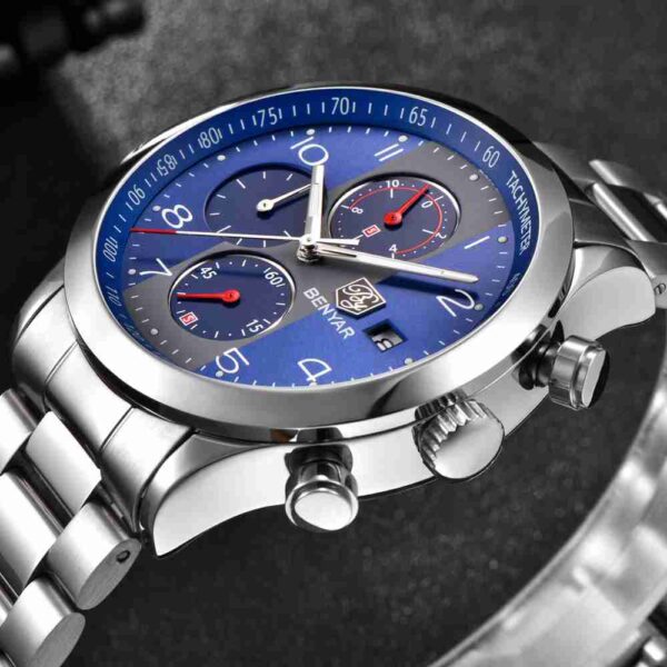 Benyar BY-5133M Simple Blue Chronograph Dial Men’s Watch - Image 3