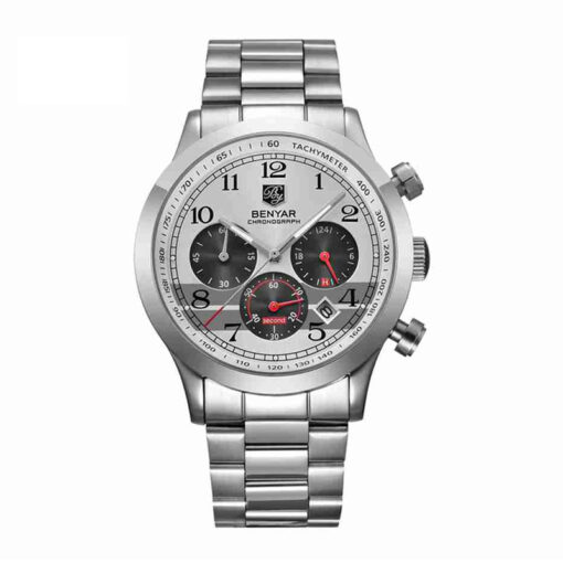 Benyar BY-5133M white chronograph dial men's wrist watch