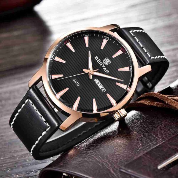 Benyar Black Analog Leather Formal Wrist Watch - Image 5