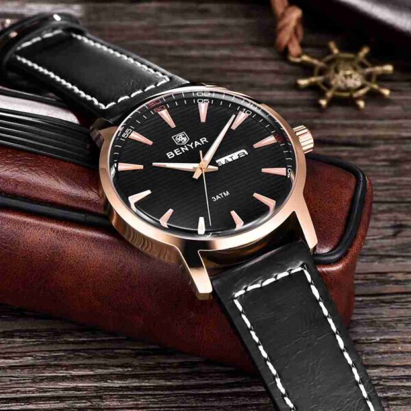 Benyar Black Analog Leather Formal Wrist Watch - Image 7
