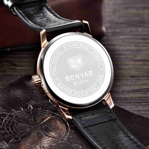 Benyar Black Analog Leather Formal Wrist Watch - Image 8