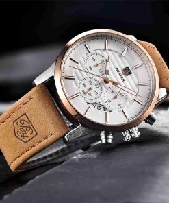Benyar Camel Leather Stylish Chronograph Wrist Watch - Image 6