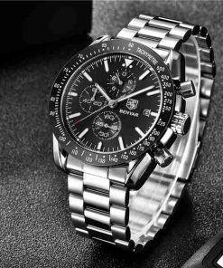 Benyar BY-5140M Black Chronograph Dial Silver Steel Mens Dress Watch - Image 2