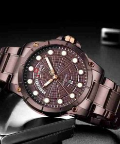 NaviForce Brown Stainless Steel Unique Design Analog Watch - Image 2