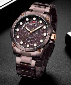 NaviForce Brown Stainless Steel Unique Design Analog Watch - Image 4