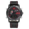 NaviForce 9095 black leather strap mens analog digital dress watch