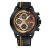 NaviForce-NF9110 black leather strap multi hand dial stylish wrist watch
