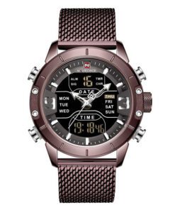 NaviForce NF9153 brown mesh chain dual display men's wrist watch