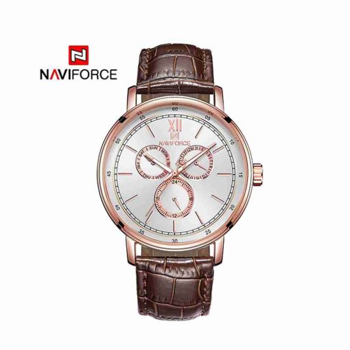 nf-3002-brown-leather-golden-chronograph-wc