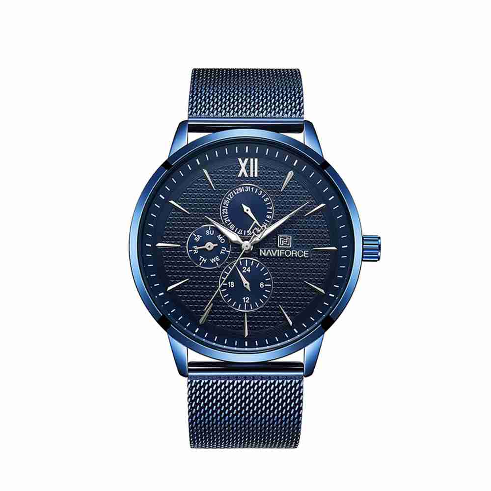 NaviForce Mesh Chain Chronograph Blue Wrist Watch - WatchCentre.PK