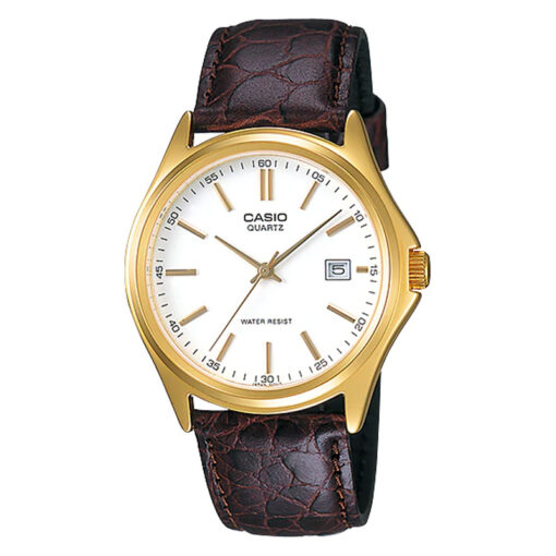MTP-1183Q-7 Black Leather Band White Dial Men's Wrist Watch