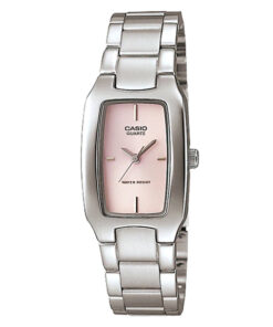 ltp-1165A-4c Silver Stainless Steel with Pink Dial Analog Ladies Wrist Watch