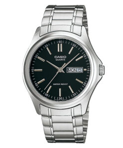 Casio-Mtp-1239d-1av Black Dial Silver Stainless Steel Chain Gents Gift Watch