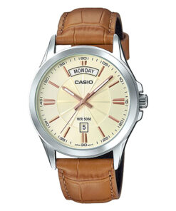 Casio MTP-1381L-9AV men's classic golden dial & brown leather gift watch in Pakistan