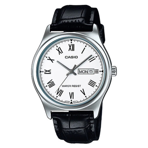 Casio MTP-V006L-7B white Dial & Black Leather Men's Roman Wrist Watch